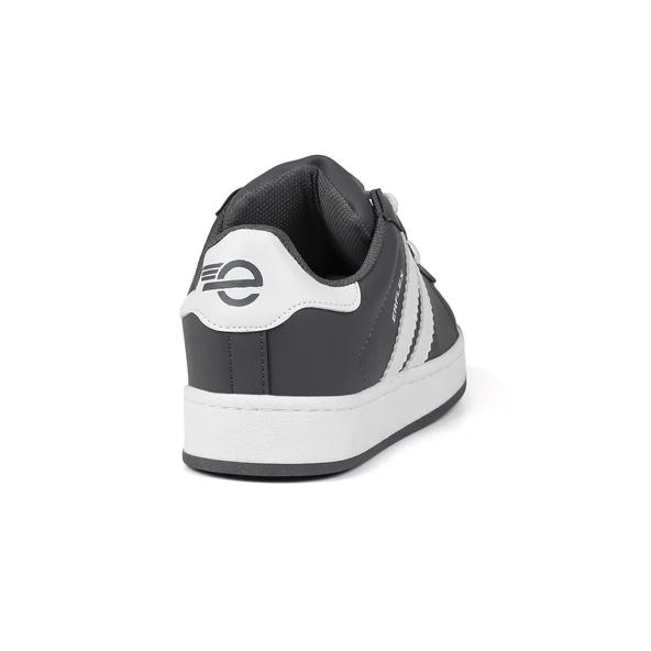 Unisex Gri Beyaz Siyah Bağcıklı Rahat Sneaker Günlük Spor Ayakkabı - Resim 5