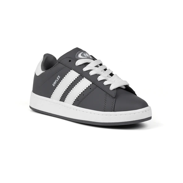 Unisex Gri Beyaz Siyah Bağcıklı Rahat Sneaker Günlük Spor Ayakkabı - Resim 2