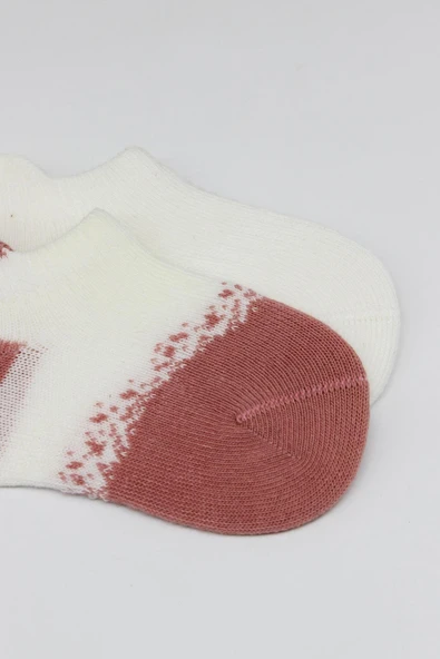 Bistyle 2'Li Penye Sneakers Çorap BS20105 Ekru Pudra - Resim 3