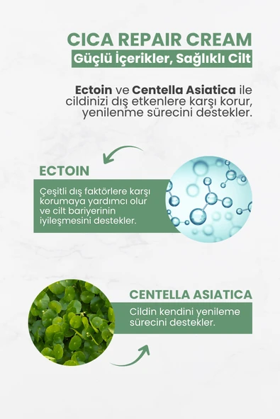 CICA Repair Cream – Su Bazlı Onarıcı & Nemlendirici Cilt Kremi | Makyaj Altına Uygun | 50ML - 3