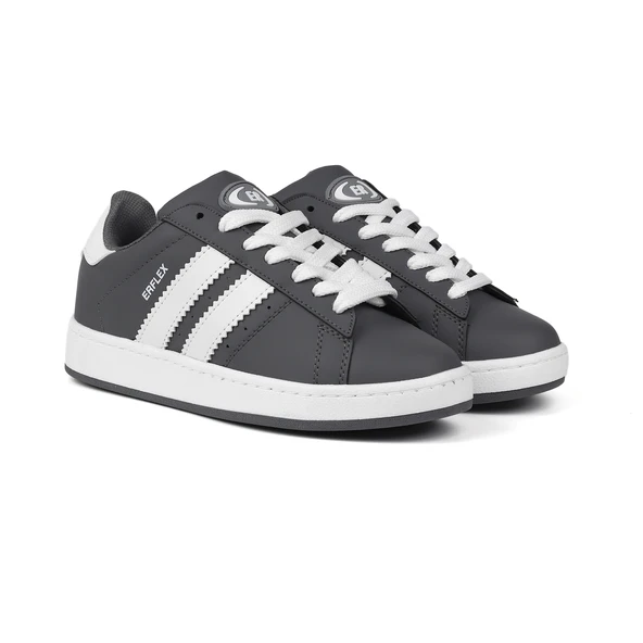 Unisex Gri Beyaz Siyah Bağcıklı Rahat Sneaker Günlük Spor Ayakkabı ürün görseli 1