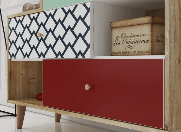 Hunerika Marena 3 çekmeceli şifonyer -Renkli-Minifiks Bağlantı - 4