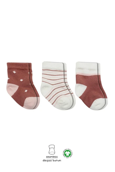 Bistyle 3'Lü Penye Kız Soket Çorap BS10112 Pudra ürün görseli