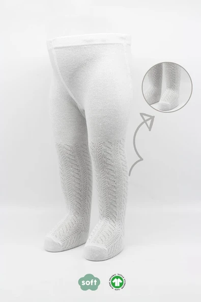 Bistyle Tekli Zikzak Kabartma Penye Külotlu Çorap BS50108 Beyaz ürün görseli