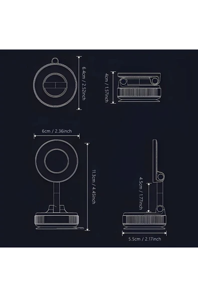 360 Dönebilen Ayarlanabilir Araç Içi Tutucu Kullanılabilen Vakumlu K007 Magsafe Telefon Tutucu - 7
