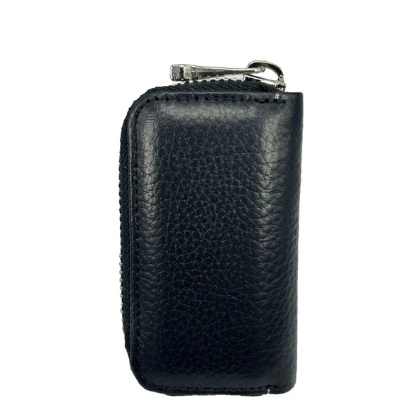 Hakiki Deri Otomobil Anahtarlığı Araba Anahtar Kılıfı Siyah - Resim 6