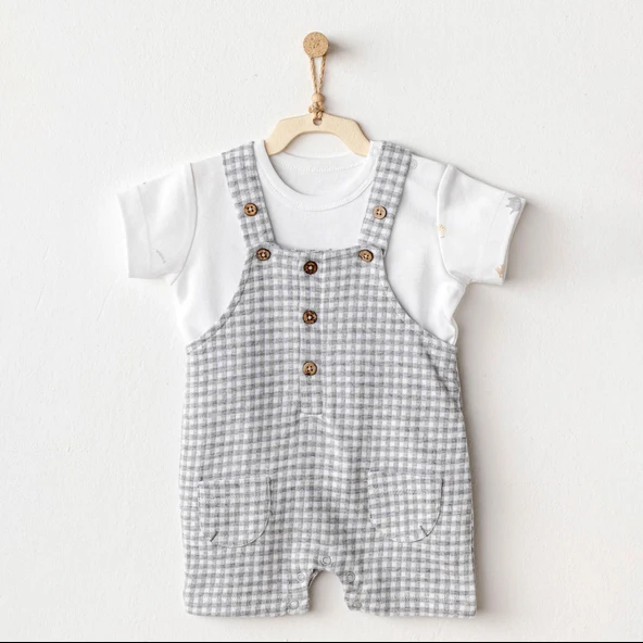 Andywawa AC25804 Jumpsuit Set Little King Salopet Takım Grey ürün görseli 1