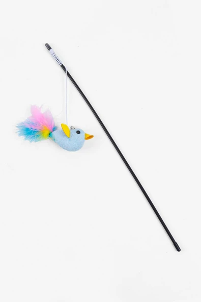 Tüylü Kedi Oltası, Peluş Mavi Kuşlu Kedi Oyun Oltası