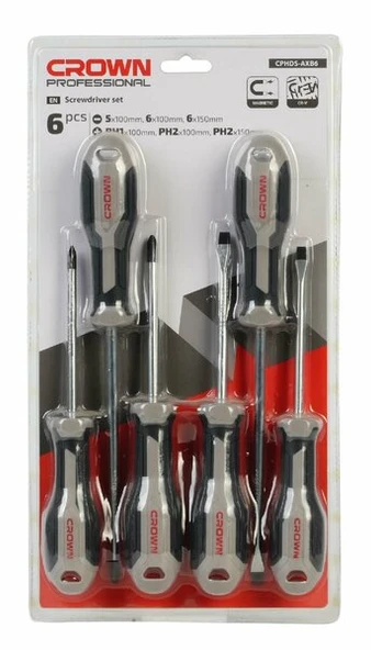 CROWN Profesyonel 6 Parça Tornavida Takımı Cphds-Axb6 ürün görseli 1