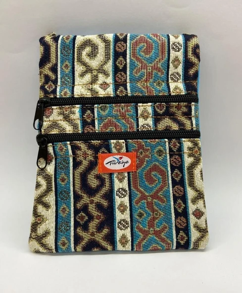 Otantik Desenli Fermuarlı Askılı Çanta Özel Dikim - GS201 - 6