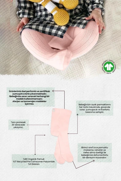 Bistyle Derby Basic Tekli Penye Külotlu Çorap BS50102B Pembe - 3