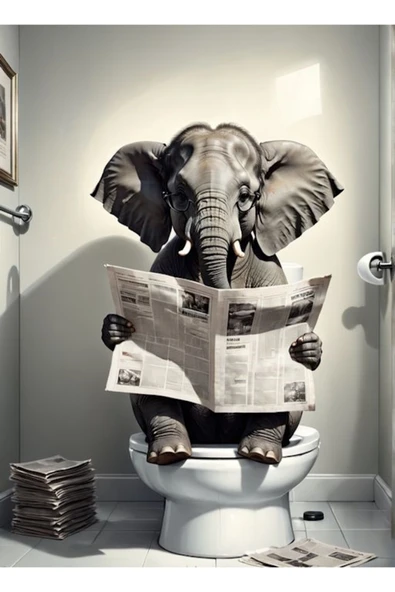 WC KOMİK TUVALETDE Kİ FİL EV DUVAR OFİS BANYA DUVAR DEKARASYON SÜSÜ ÖLÇÜ SEÇMEYİ UNUTMAYINIZ :) - 2