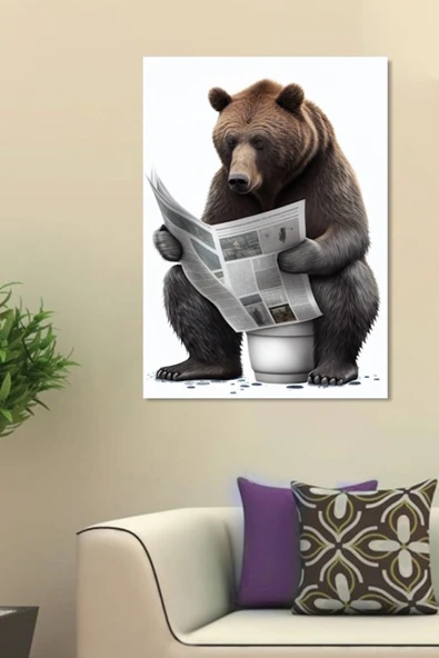 EC TUVALET BANYO HEDİYELİK KOMİK MİZAH AYI HEDİYELİK KANVAS TABLO