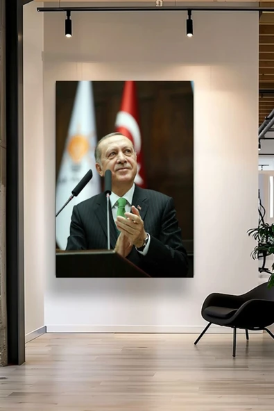 Recep Tayyip Erdoğan 4 Kanvas Tablo Ev Duvar Salon Ofis Dükkan Hediyelik Dekarasyon Süsü