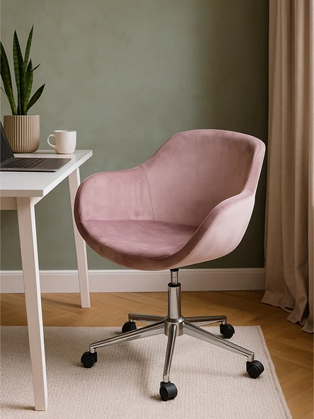 Monev 1 Pembe Kumaş Ev ve Ofis Çalışma Koltuğu