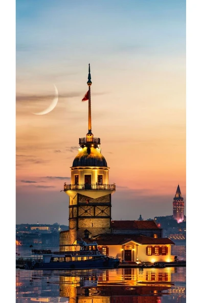 KIZ KULESİ MANZARA KANVAS 10 EV DUVAR SALON OFİS DÜKKAN HEDİYELİK DEKARASYON SÜSÜ - 2