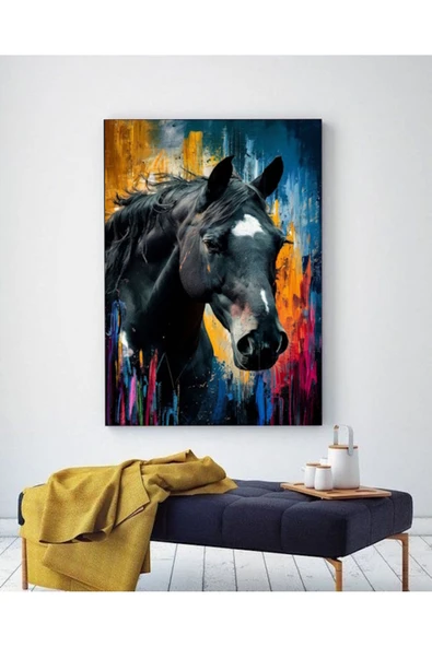 ÖZEL ÇİZİM GERÇEK AT TABLO KANVAS EV DUVAR SALON MUTFAK OFİS DÜKKAN HEDİYELİK DEKARASYON SÜSÜ