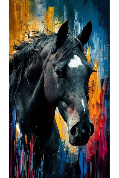 ÖZEL ÇİZİM GERÇEK AT TABLO KANVAS EV DUVAR SALON MUTFAK OFİS DÜKKAN HEDİYELİK DEKARASYON SÜSÜ - 2