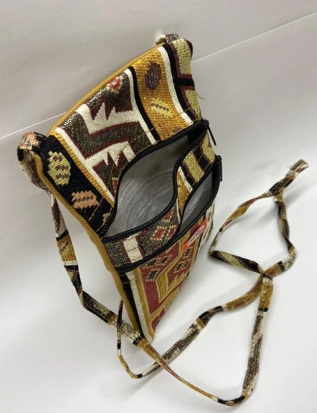 Otantik Desenli Fermuarlı Askılı Çanta Özel Dikim - GS302 - 6