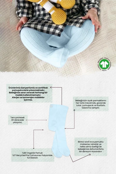 Bistyle Derby Basic Tekli Penye Külotlu Çorap BS50102B Mavi - Resim 3