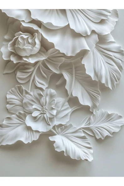 3 LÜ BEYAZ ÇİÇEK VE MELEK DEKARASYON KANVAS TABLO EV DUVAR SALON OFİS DÜKKAN HEDİYELİK HOL - 4