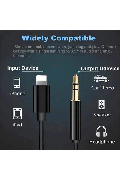 iPhone Uyumlu Aux Kablosu Lightning To 3.5mm Jack Çevirici Dönüştürücü Beyaz Bluetooth Gerektirmez - 5