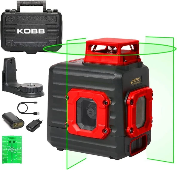 Kobb KBL33G 40 mt Şarjlı Otomatik Hizalamalı Yeşil Çapraz Çizgi Lazeri Outlet