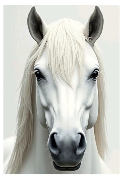 BEYAZ AT TABLO DUVAR DEKARASYON DUVAR SÜSÜ KANVAS TABLO CANVAS ÖLÇÜ SEÇMEYİ UNUTMAYINIZ. - 2