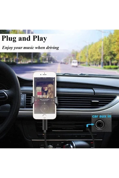 iPhone Uyumlu Aux Kablosu Lightning To 3.5mm Jack Çevirici Dönüştürücü Beyaz Bluetooth Gerektirmez - 6