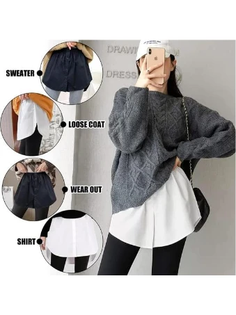 Lastikli Düğmeli Kurtarıcı Gömlek Altı Eteklik -Beyaz ürün görseli