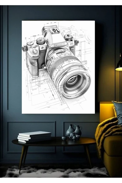 KARA KALEM ÇİZİM FOTOGRAF MAK. KANVAS TABLO EV DUVAR SALON OFİS HEDİYELİK DEKARASYON