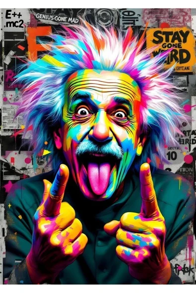 ALBERT EİNSTEİN KANVAS EV DUVAR SALON OFİS DÜKKAN HEDİYELİK DEKARASYON ÖLÇÜ SEÇMEYİ UNUTMAYINIZ - 2