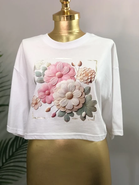 BLOSSOM BLOOM TOP-KADIN GİYİM-CROP OVERSIZE MODEL-DİJİTAL TEKNOLOJİ BASKI
