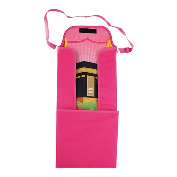 Çantaya Dönüşen Katlanabilir Çocuk Seccadesi - Pembe - 3