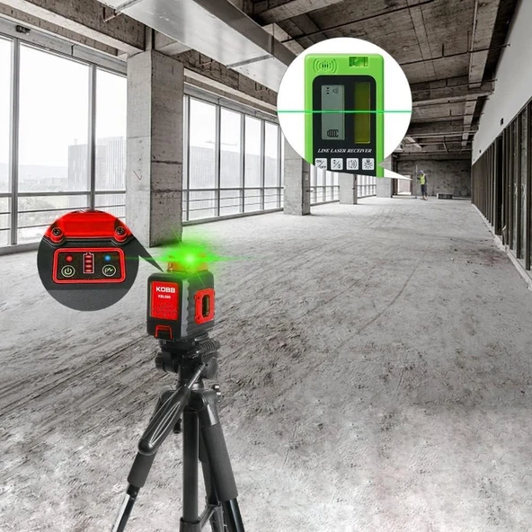 Kobb KBL33G 40 mt Şarjlı Otomatik Hizalamalı Yeşil Çapraz Çizgi Lazeri Outlet - 11