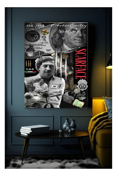PABLO ESCOBAR KANVAS TABLO CANVAS EV DUVAR DEKARASYON DUVAR SÜSÜ ÖLÇÜ SEÇMEYİ UNUTMAYINIZ