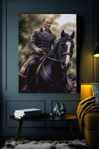 ATATÜRK AT KANVAS TABLO EV DUVAR SALON OFİS DÜKKAN HEDİYELİK DEKARASYON SÜSÜ ÖLÇÜ SEÇİNİZ. - 2