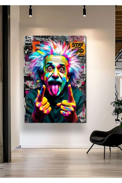 ALBERT EİNSTEİN KANVAS EV DUVAR SALON OFİS DÜKKAN HEDİYELİK DEKARASYON ÖLÇÜ SEÇMEYİ UNUTMAYINIZ