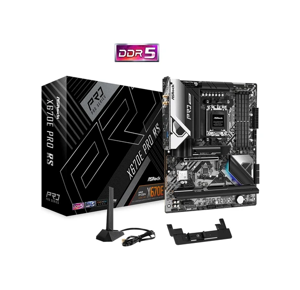Asrock X670E Pro RS AMD X670 6600 MHz (OC) DDR5 Soket AM5 ATX Anakart