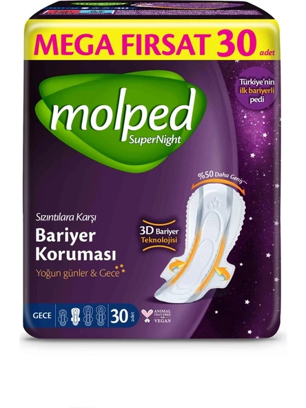 Molped Süpernight Gece Mega Ped 30 Adet - 1