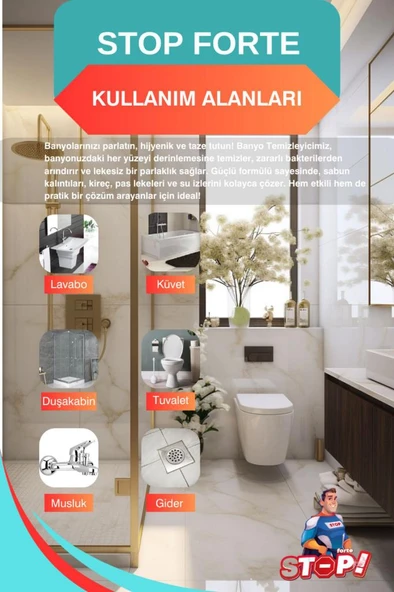 STOP Forte 2'li Tuvalet/WC ve Banyo Temizleyici - 5