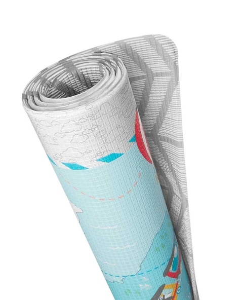 Skip Hop Çift Taraflı Oyun Halısı Oyun Matı Harita - Resim 2