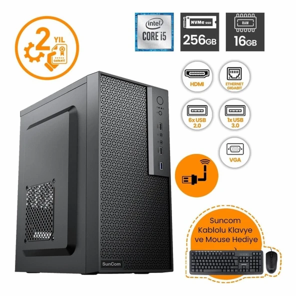 SunCom Force SC3-169 i5-3470 16GB 256SSD FreeDOS Masaüstü Bilgisayar ürün görseli 1