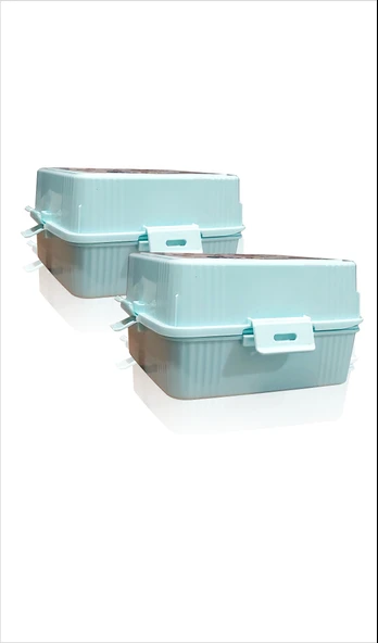 İki 2 Adet Büyük 15x15 cm Çok Gözlü Bölmeli Okul Çocuk Beslenme Yemek Saklama Kabı Kutusu Tabağı - 5