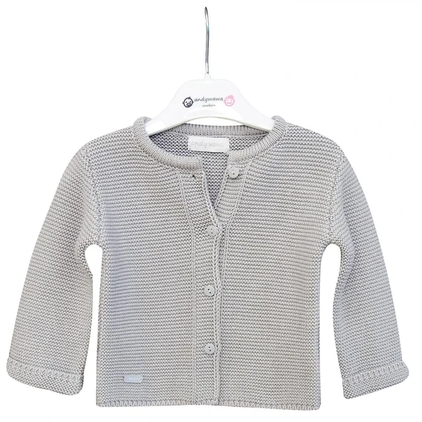 Andywawa AC24333 Basic Bebe Ceket Grey Melange - Resim 5