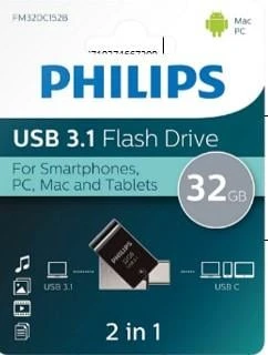 Philips FM32DC152B/00 32Gb 2 IN 1 TYPE-C/USB 3.1 Siyah Gri USB Bellek