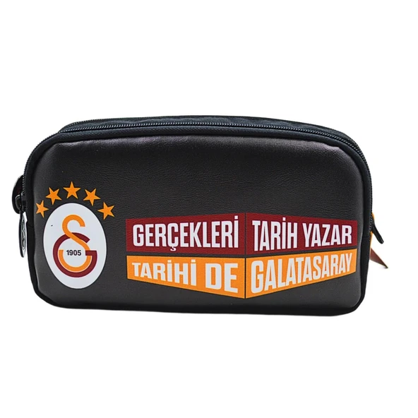 Galatasaray 2 Bölmeli 5 Yıldızlı Gerçekleri Tarih Yazar Suni Deri Yüzey Kalem Çantası (25690) - 1