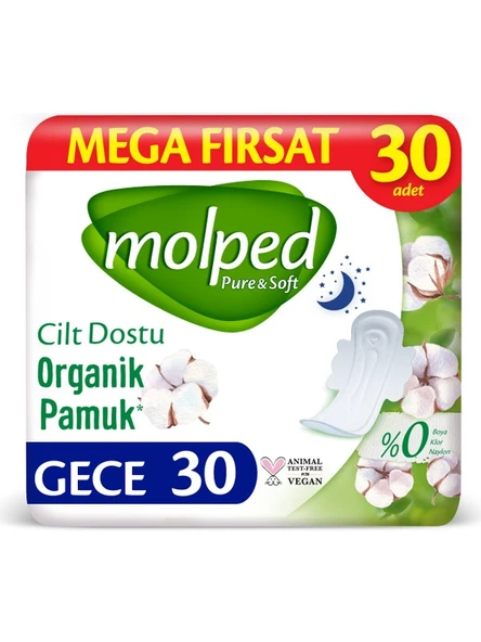 Molped Pure&Soft Hijyenik Ped Mega Gece 30 Adet - Resim 2