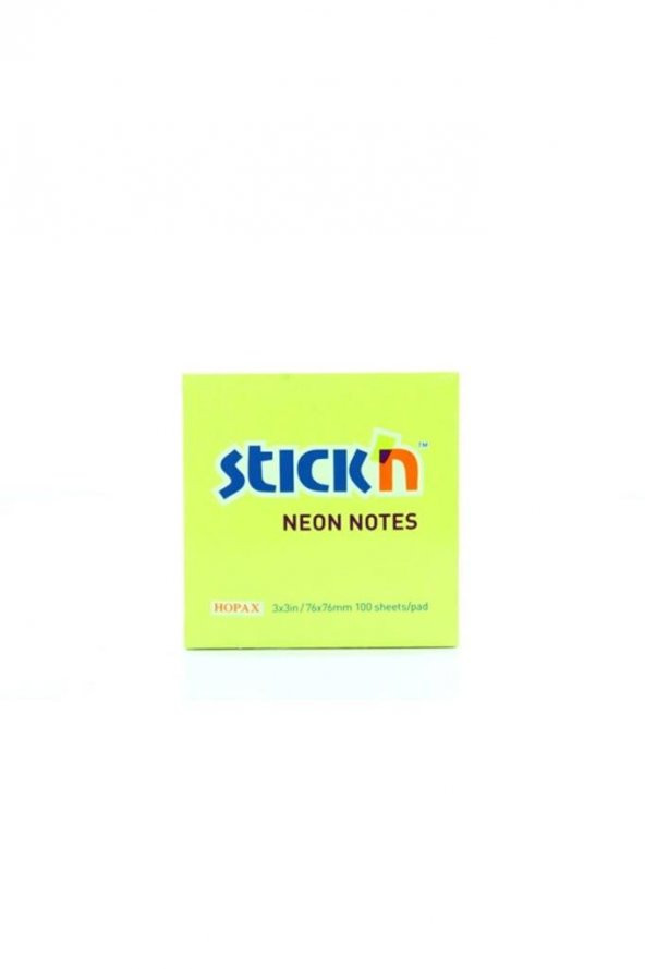 Hopax Stıckn Yapışkanlı Not Kağıdı (12 adet) 100 YP 76x76 Fosforlu Yeşil 21167