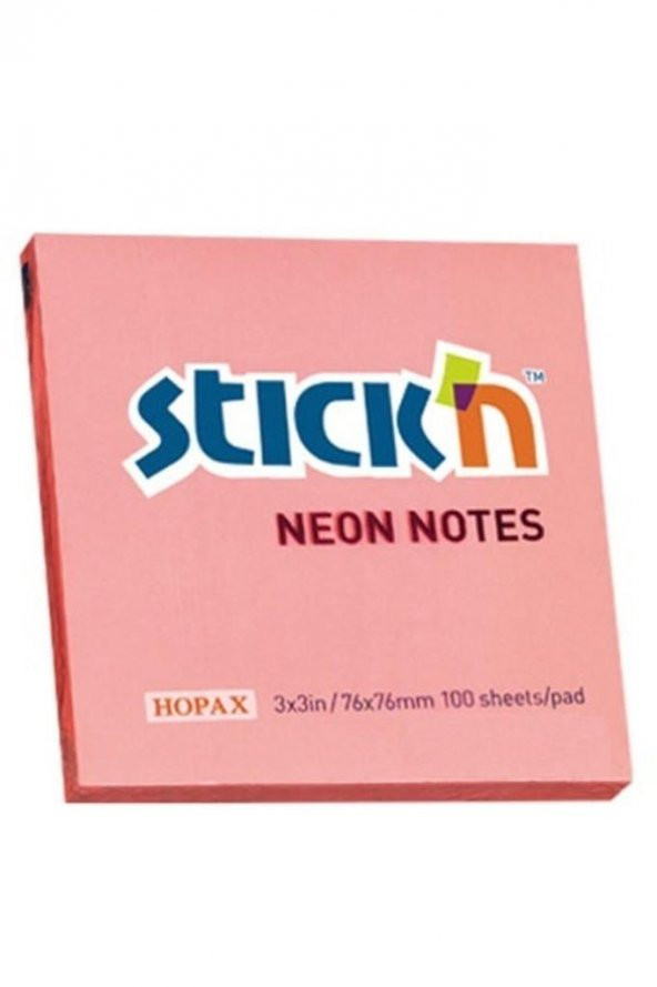 Hopax Stıckn Yapışkanlı Not Kağıdı (12 adet) 100 YP 76x76 Neon Pembe 21166